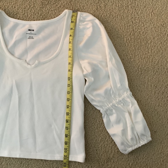 Anthropologie Maeve white top with silky blousy sleeves - NWT never worn Size M - Picture 3 of 4